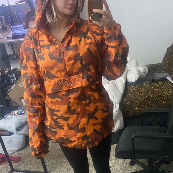 puma camo jacket orange